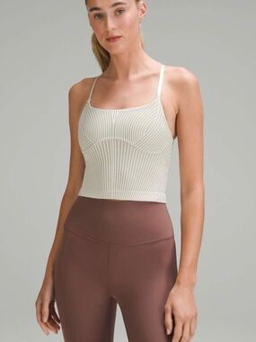Lululemon Strappy Seamless Yoga Shelf Tank Top in Bone/Raw Linen | Size 4
